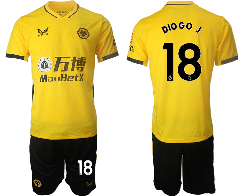 Men 2021-2022 Club Wolverhampton Wanderers home yellow #18 Soccer Jersey